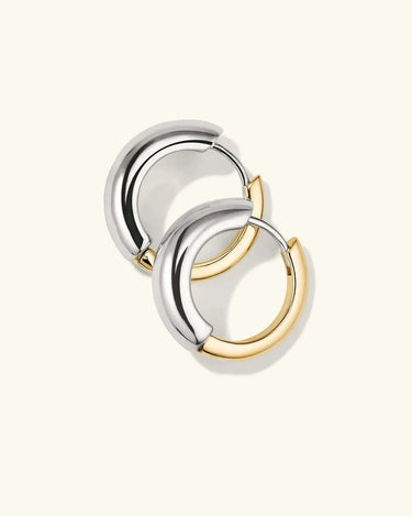 LOZRUNVE 925 Sterling Silver Gold High Quality Chunky Dome Tube Hoop Earring - Evergleam Jewelry