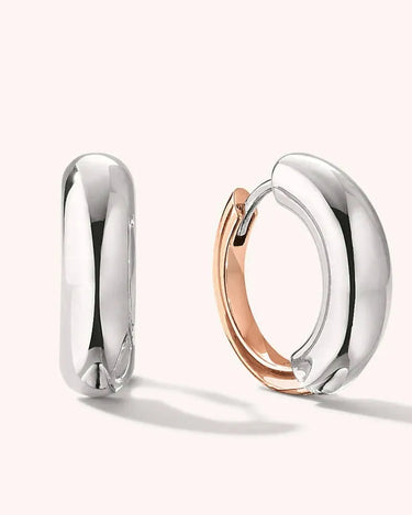 LOZRUNVE 925 Sterling Silver Gold High Quality Chunky Dome Tube Hoop Earring - Evergleam Jewelry