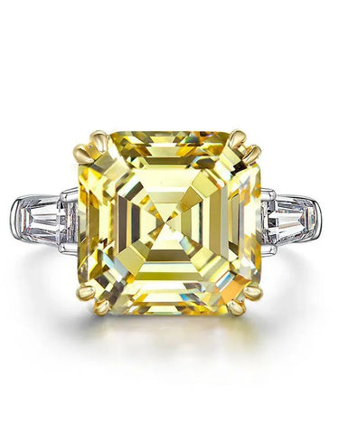 Sterling Silver Rings 925 Colorful Gems Asscher Cut Simulated Diamond Ring 5A Zircon Women Fashion Jewelry Ready to Ship - Evergleam Jewelry