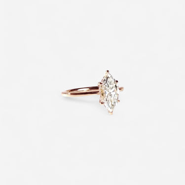 #18K Rose Gold-Marquise Cut Engagement Ring 6 Prong Evergleam