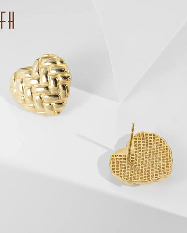Pure Real 18K Gold Pawnable Earrings Jewelry Cute 18k Gold Hollow Heart Stud Earrings 18k Solid Gold Earrings - Evergleam Jewelry