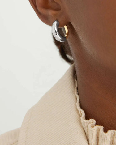 LOZRUNVE 925 Sterling Silver Gold High Quality Chunky Dome Tube Hoop Earring - Evergleam Jewelry