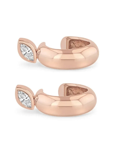 LOZRUNVE Punk Cip On Earring Jewelry Silver 925 Bezel Marquise Chunky Dome Ear Cuff for No Pierced Ear - Evergleam Jewelry