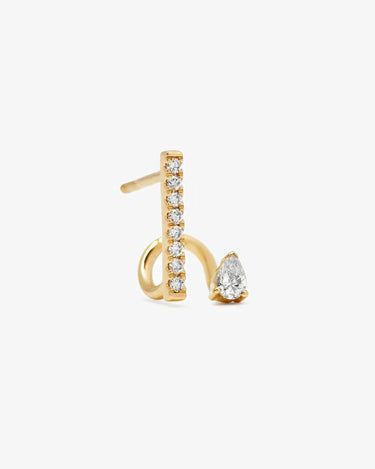 LOZRUNVE Women Jewelry Accessories Delicate Pear Crystal Pave Bar Spiral Stud Earring - Evergleam Jewelry