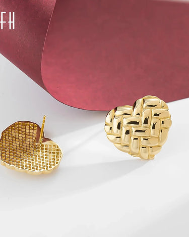Pure Real 18K Gold Pawnable Earrings Jewelry Cute 18k Gold Hollow Heart Stud Earrings 18k Solid Gold Earrings - Evergleam Jewelry