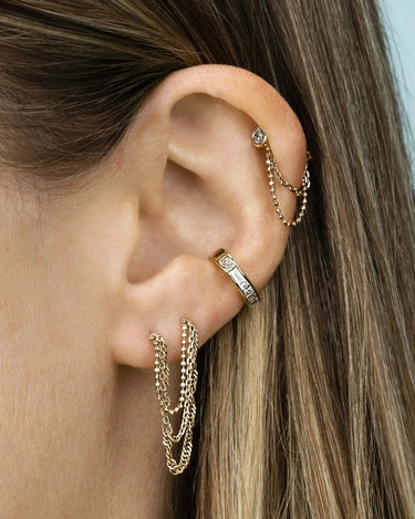LOZRUNVE 925 Sterling Silver Jewelry Modern New Fashion High Quality Zircon Double Chain Earring - Evergleam Jewelry