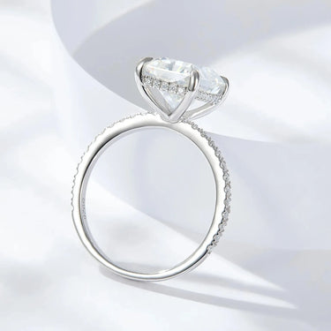 Radiant Cut Engagement Ring with Hidden Halo and Side Accent - Evergleam Jewelry