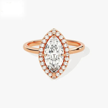 #18K Rose Gold-Halo Marquise Engagement Ring Evergleam