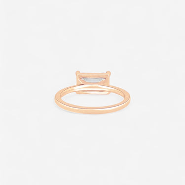 #18K Rose Gold-Horizontally Set Emerald Cut Engagement Ring Evergleam