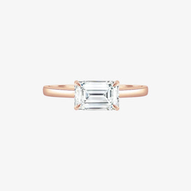 #18K Rose Gold-Horizontally Set Emerald Cut Engagement Ring Evergleam