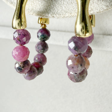 Natural Ruby Hoop Earrings