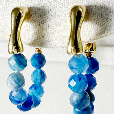 Handmade Natural Blue Sapphire Hoop Earrings