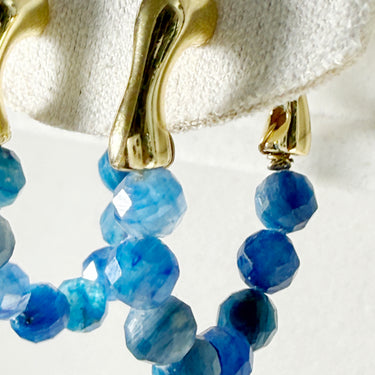 Handmade Natural Blue Sapphire Hoop Earrings