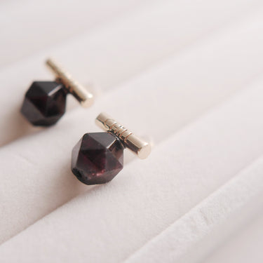 Handcrafted Garnet Birthstone Earrings – January Gift | 18K Gold-Plated | Unisex Studs