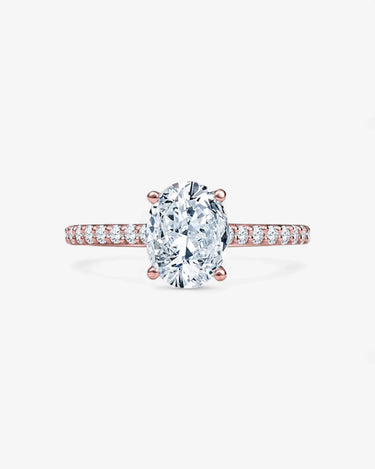 #18K Rose Gold-Lab-Grown Diamond Engagement Ring with Side Accents-Oval Evergleam