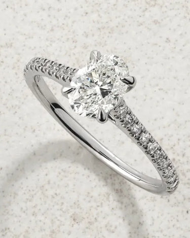 Lab-Grown Diamond Engagement Ring with Side Accents-Oval - Evergleam Jewelry