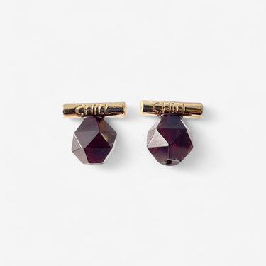 Handcrafted Garnet Birthstone Earrings – January Gift | 18K Gold-Plated | Unisex Studs