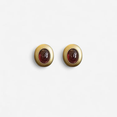 Bezel Garnet Stud
