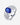 A detailed product diagram of a silver ring featuring a 6x8mm oval royal blue cultivated sapphire center stone, surrounded by 2.5x3.5mm teardrop and 1.1mm-1.7mm round clear accent stones on a 4.13mm wide S925 sterling silver band-5