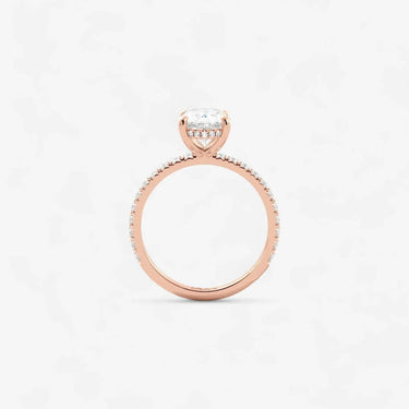 #18K Rose Gold-Oval Solitaire Hidden Halo Engagement Ring with Side Accent chinzuan alibaba