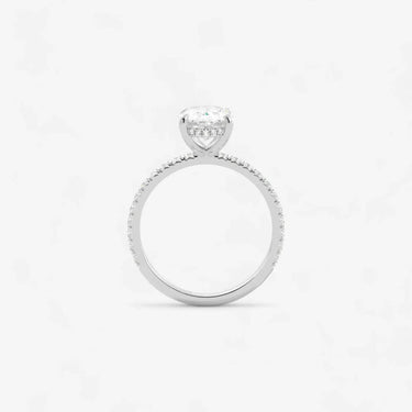 Oval Solitaire Hidden Halo Engagement Ring with Side Accent - Evergleam Jewelry