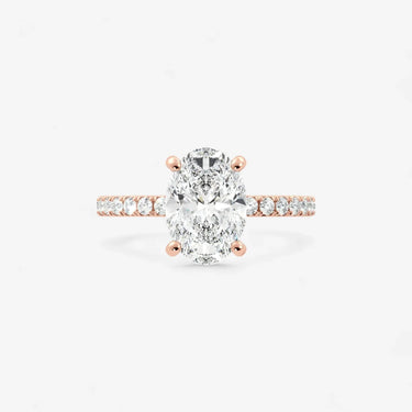 #18K Rose Gold-Oval Solitaire Hidden Halo Engagement Ring with Side Accent chinzuan alibaba