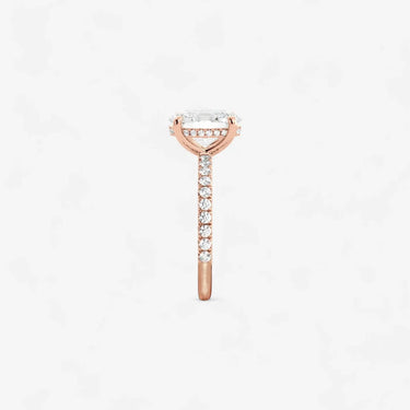 #18K Rose Gold-Oval Solitaire Hidden Halo Engagement Ring with Side Accent chinzuan alibaba