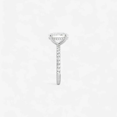 Oval Solitaire Hidden Halo Engagement Ring with Side Accent - Evergleam Jewelry