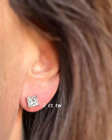 Princess Cut Lab Grown Diamond Studs - Evergleam Jewelry