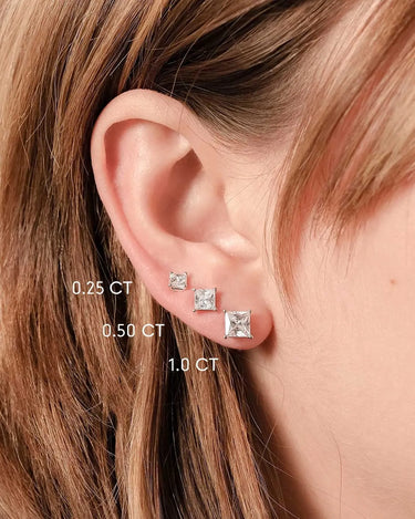Princess Cut Lab Grown Diamond Studs - Evergleam Jewelry