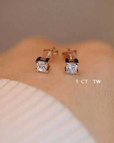 Princess Cut Lab Grown Diamond Studs - Evergleam Jewelry