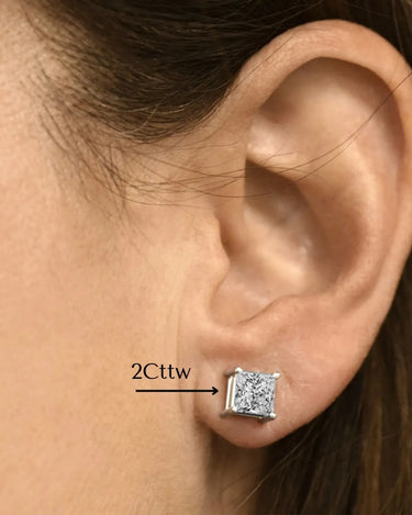 Princess Cut Lab Grown Diamond Studs - Evergleam Jewelry