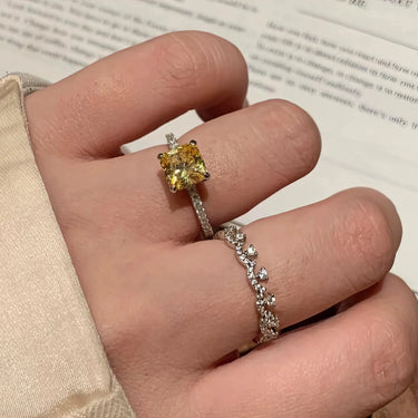 Princess Yellow Lab Grown Diamond Ring - Evergleam Jewelry