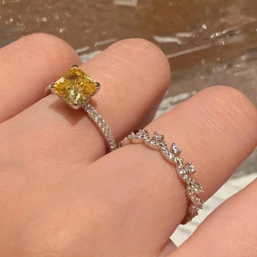 Princess Yellow Lab Grown Diamond Ring - Evergleam Jewelry