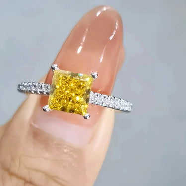 Princess Yellow Lab Grown Diamond Ring - Evergleam Jewelry