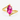 Concept image of an elongated pink sapphire in an open geometric gold-color ring setting.