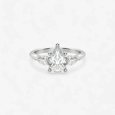 Pear Sheap Three Stone Engagement Ring - Evergleam Jewelry