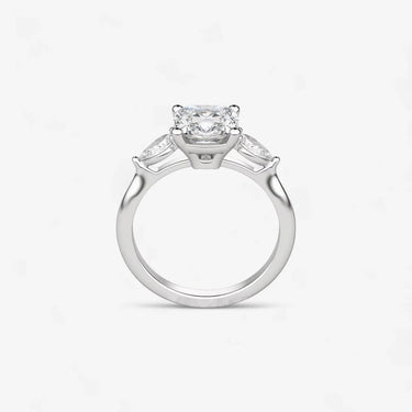 Three Stone Cushion Engagement Ring with Pear - Evergleam Jewelry