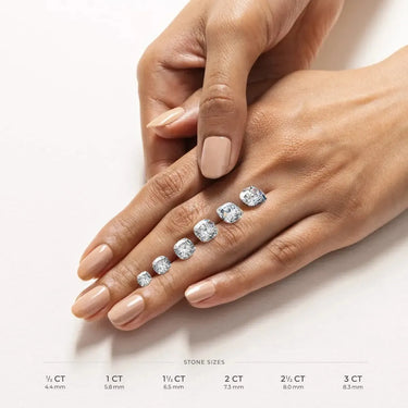 Three Stone Cushion Engagement Ring with Pear - Evergleam Jewelry