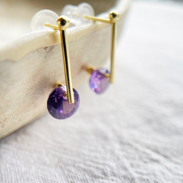 Delicate Birthstone Stud Earrings – 925 Silver with 18K Gold Plating