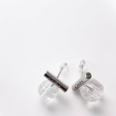 Clear Quartz Birthstone Earrings – April Crystal Studs in Gold or Silver | Minimalist Handmade Gift