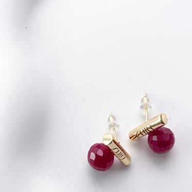 Handmade Lab-Grown Ruby Stud