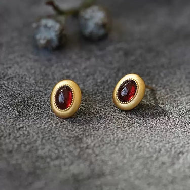 Bezel Garnet Stud