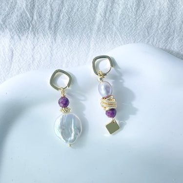 December Birthstone Pearl Earrings – Custom Blue Topaz & Freshwater Baroque Design in 925 Silver