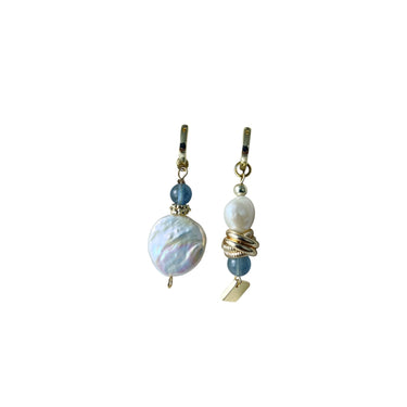 December Birthstone Pearl Earrings – Custom Blue Topaz & Freshwater Baroque Design in 925 Silver