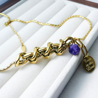 Bold Gold Birth Month Necklace | Stainless Steel Chain with Custom Bead | Personalized Gift Idea