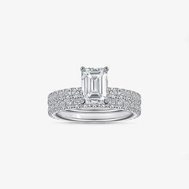 Emerald Cut Engagement Ring with Hidden Halo Side Accent - Evergleam Jewelry