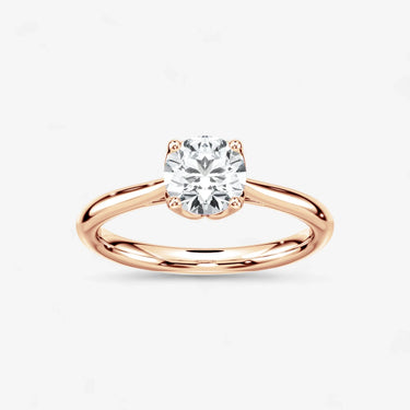 #18K Rose Gold-Blonde Solitaire Engagement Ring-Cathedral Setting Evergleam