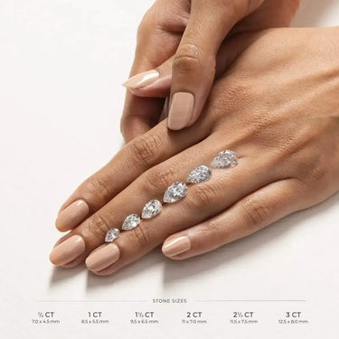 Pear Sheap Three Stone Engagement Ring - Evergleam Jewelry