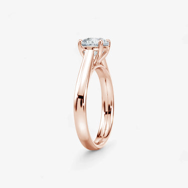 #18K Rose Gold-Blonde Solitaire Engagement Ring-Cathedral Setting Evergleam